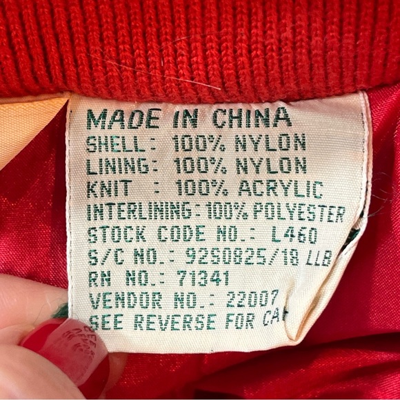 LL Bean BLUE NYLON red Rain Wind Jacket Full Zip COAT Hood vented Windbreaker Lg - Picture 5 of 16